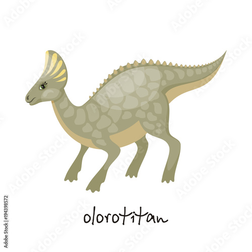 Colorful image of funny dinosaur in cartoon style isolated on a white background. Vector illustration. © olga_a_belova