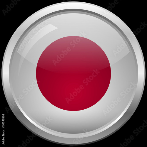 Free Download Japanese flag glass button vector illustration - GFXLoad