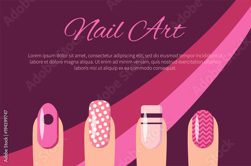 Nail Art Multicolored Poster Vector Illustration