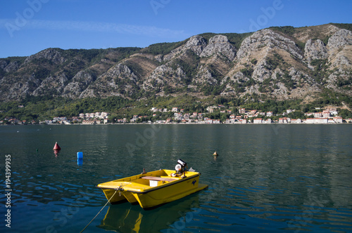 Tiny Yellow Boat in Kotor, Bay of Kotor, Montenegro