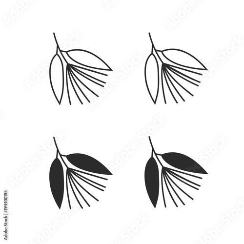 Vector sourwood plant with flowers. Icon set.