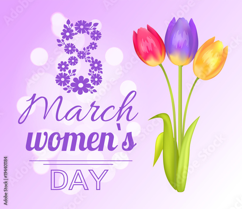 8 March Poster Womens Day Vector Illustration