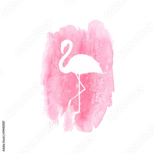 Silhouette of pink flamingo...