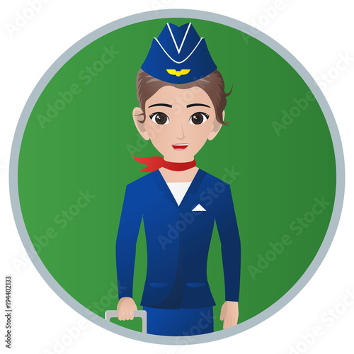 Stewardess Holding Suitcase