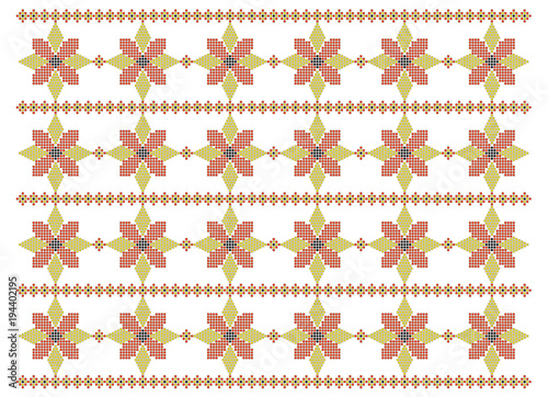 Traditional Romanian folk art knitted embroidery pattern