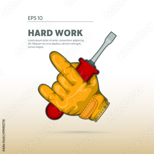 Repairman holding a screwdrive. Icon of work activity.