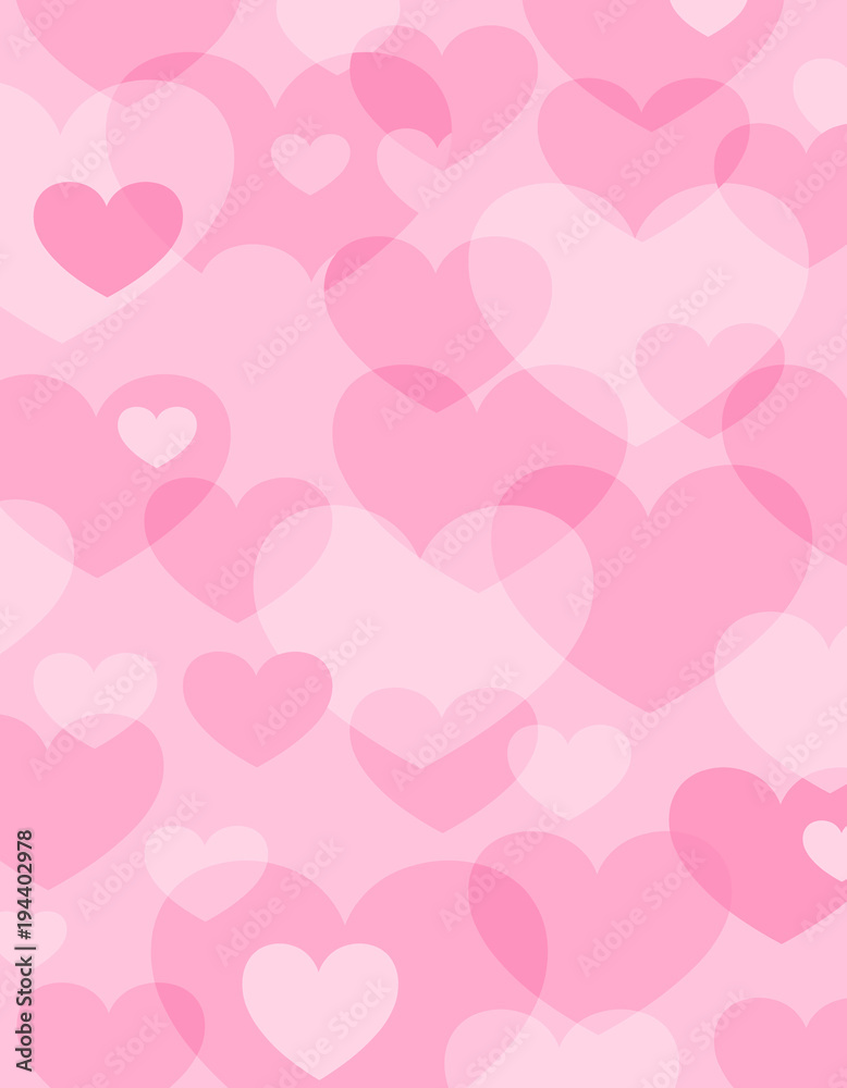 pink background of hearts of different sizes