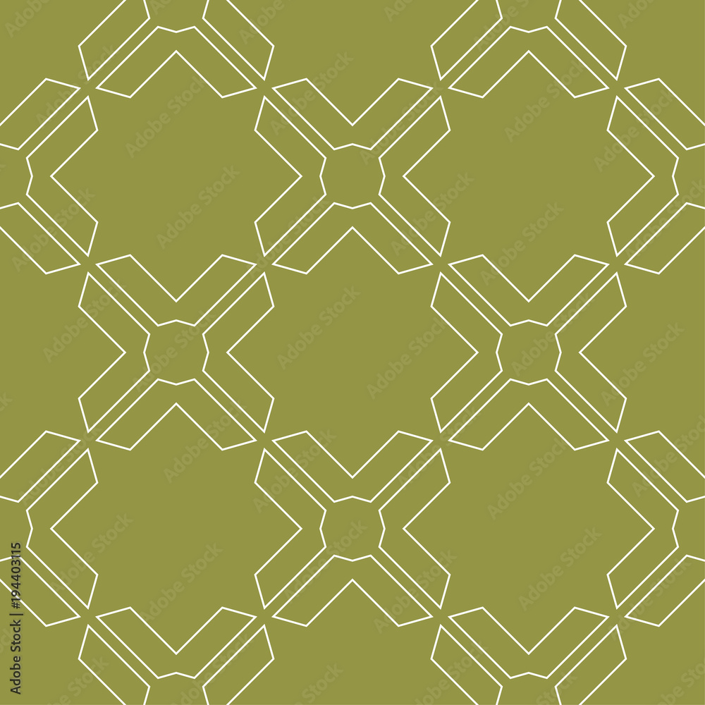 Fototapeta premium Geometric ornament. Olive green and white seamless pattern