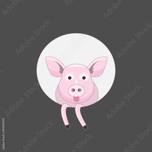 pink pig with tongue out