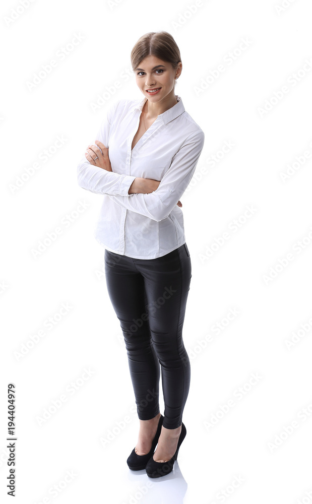 in full growth. portrait of young business lady. i in full growth. portrait of young business lady. i