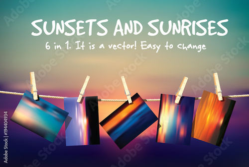 Set sunset sunrise sky nature landscapes photo on rope.