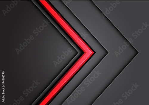 Abstract red arrow line light gray metal direction overlap with dark blank space design modern luxury futuristic background vector illustration.
