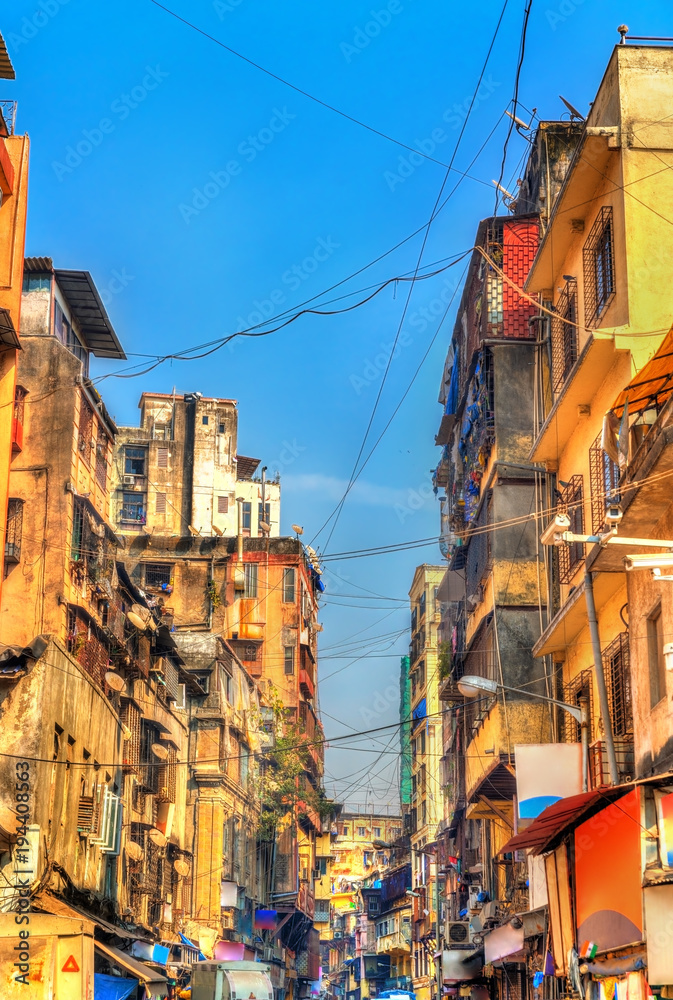 Typical street in central Mumbai, India