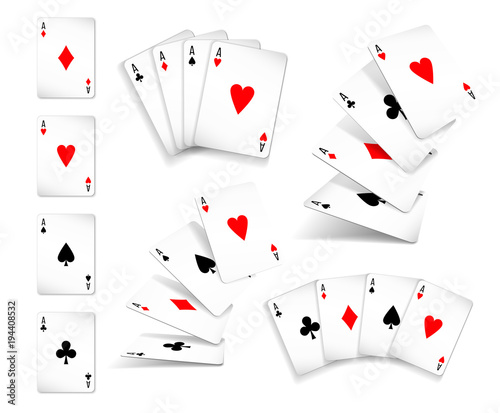 Several variants Set of four aces deck of cards