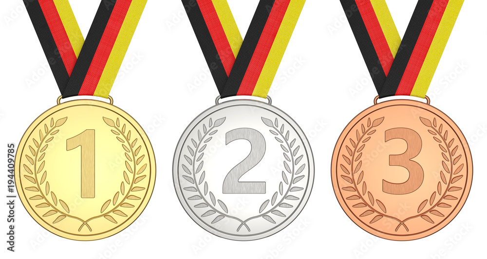 Gold, Silber, Bronze, Medaille mit Nummern 1, 2 und 3 isoliert weißer  Hintergrund Stock-Illustration | Adobe Stock