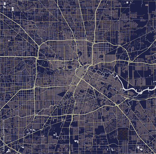 vector map of the city of Houston, U.S. state of Texas, USA