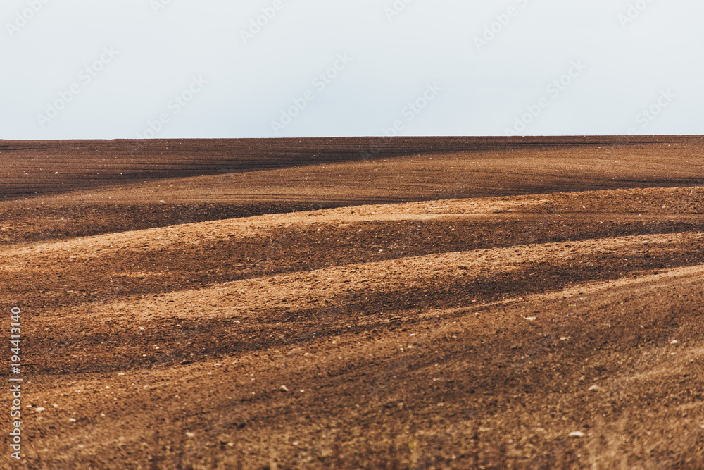 Brown harvested Farm field 
