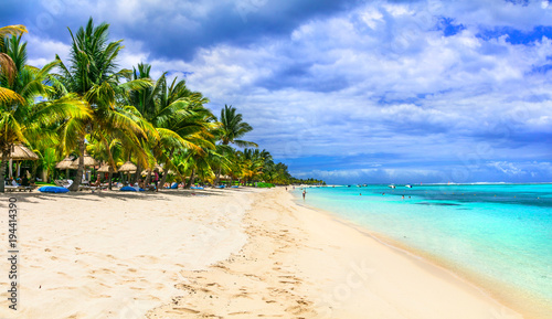 White sandy beaches of exotic Mauritius island