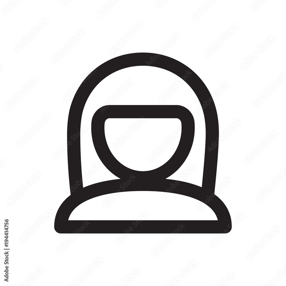 User icon - woman. Profile avatar. Outline vector icon isolated on white background. Symbol User icon - woman. Profile avatar. Outline vector icon isolated on white background. Symbol