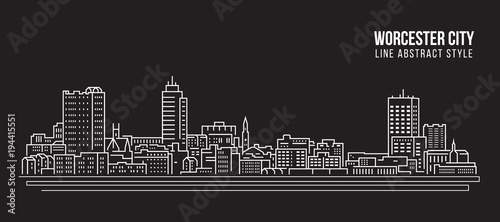 Cityscape Building Line art Vector Illustration design - Worcester city photo