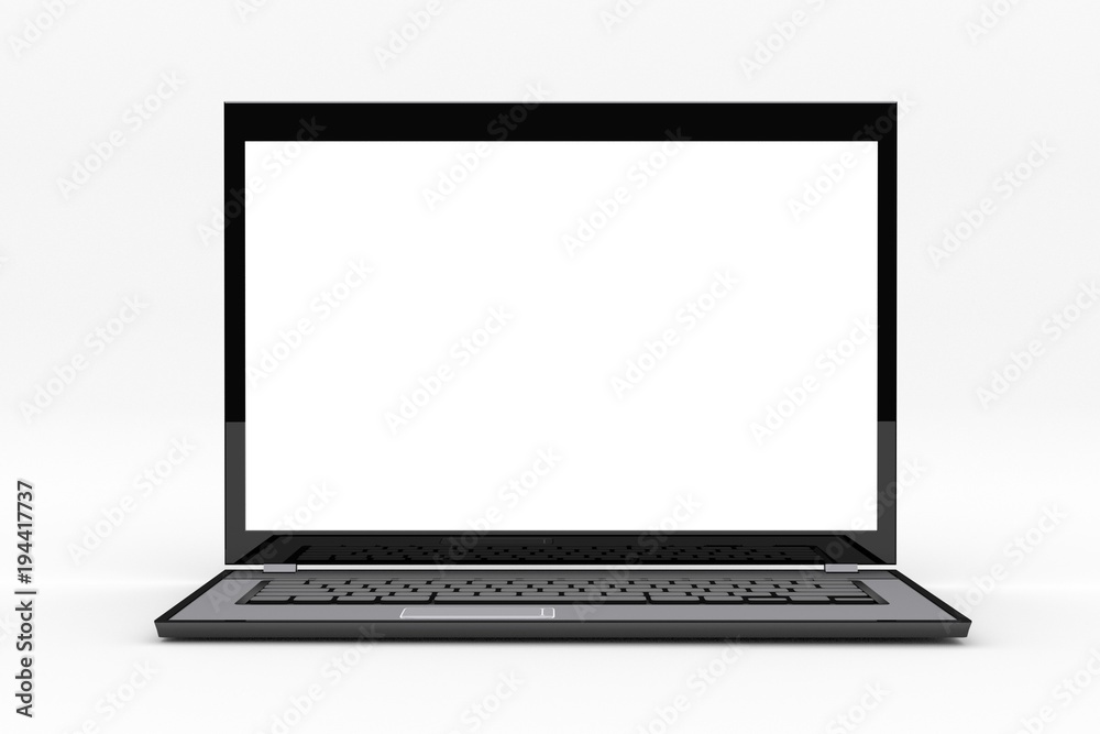 Laptop with blank screen 3d render Laptop with blank screen 3d render
