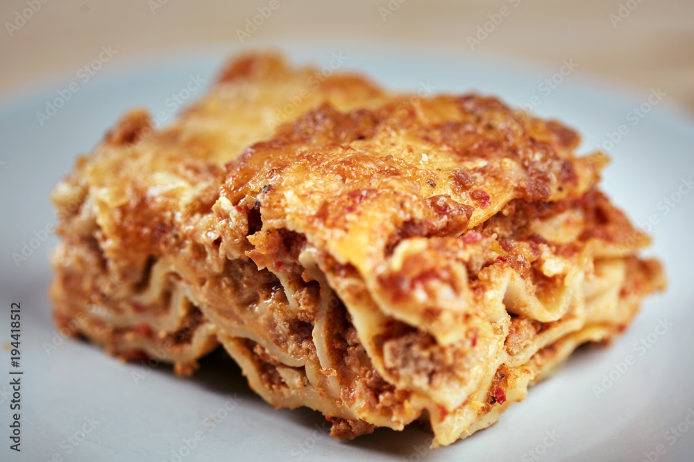 Crusty lasagna freshly baked