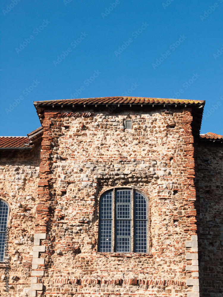 colchester castle full view blue sky spring summer light day tower window