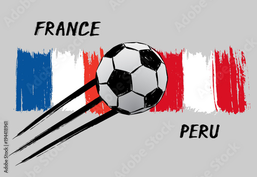 Flags of France and Peru - Icon for football championship - Grunge