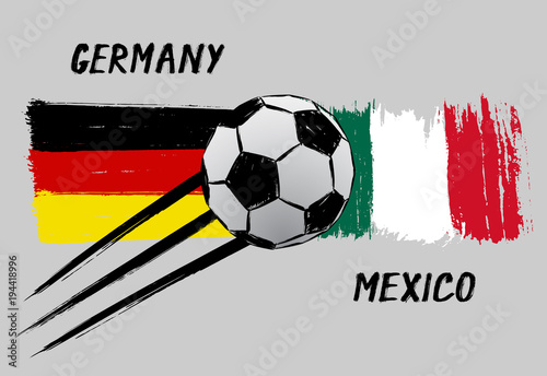 Flags of Germany and Mexico - Icon for football championship - Grunge