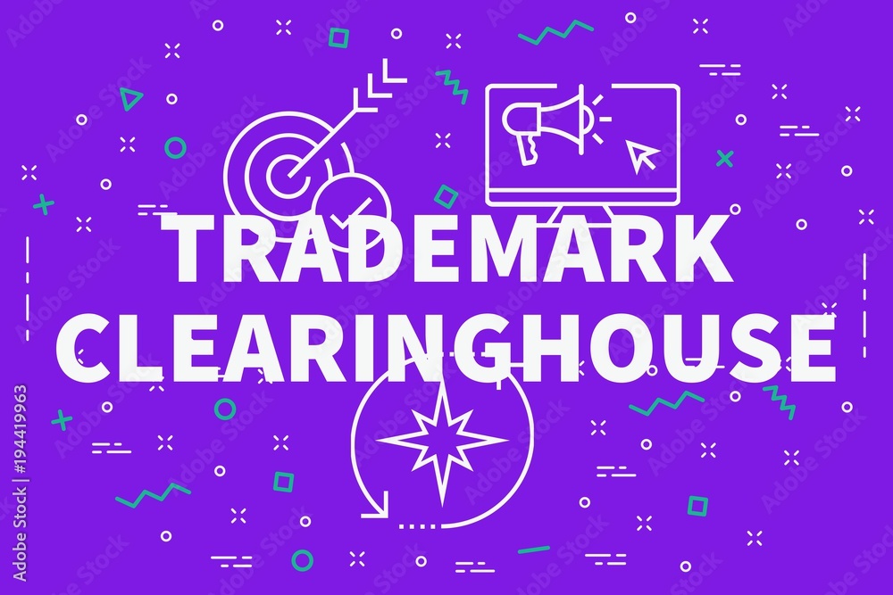 Fototapeta premium Conceptual business illustration with the words trademark clearinghouse