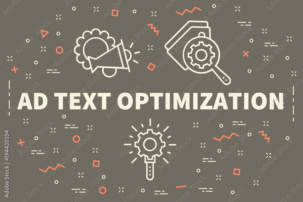 Obraz premium Conceptual business illustration with the words ad text optimization