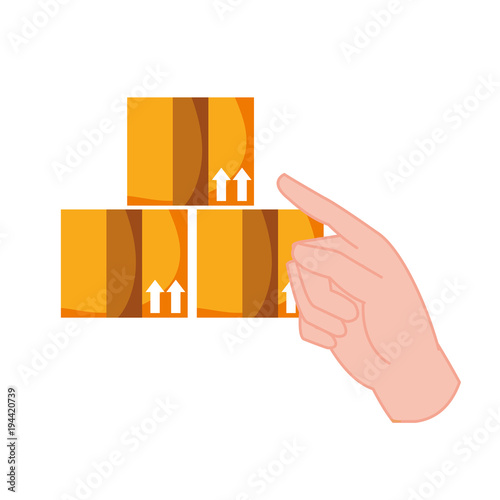 hand pointing out the delivery packages service