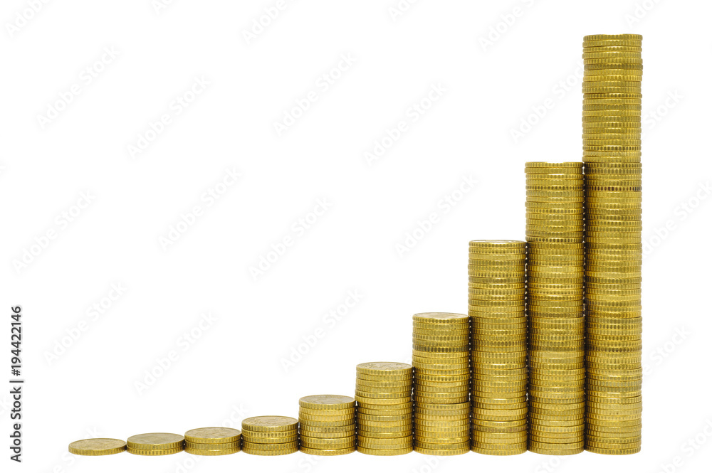 stacked coins as chart and symbol for success and growth stacked coins as chart and symbol for success and growth