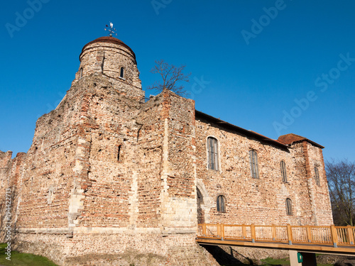 side tower of colchester castle town blue sky building old