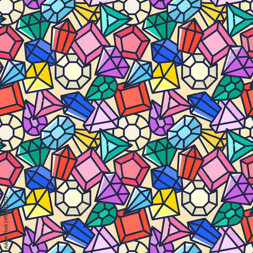 Seamless pattern with jewels, vector illustration