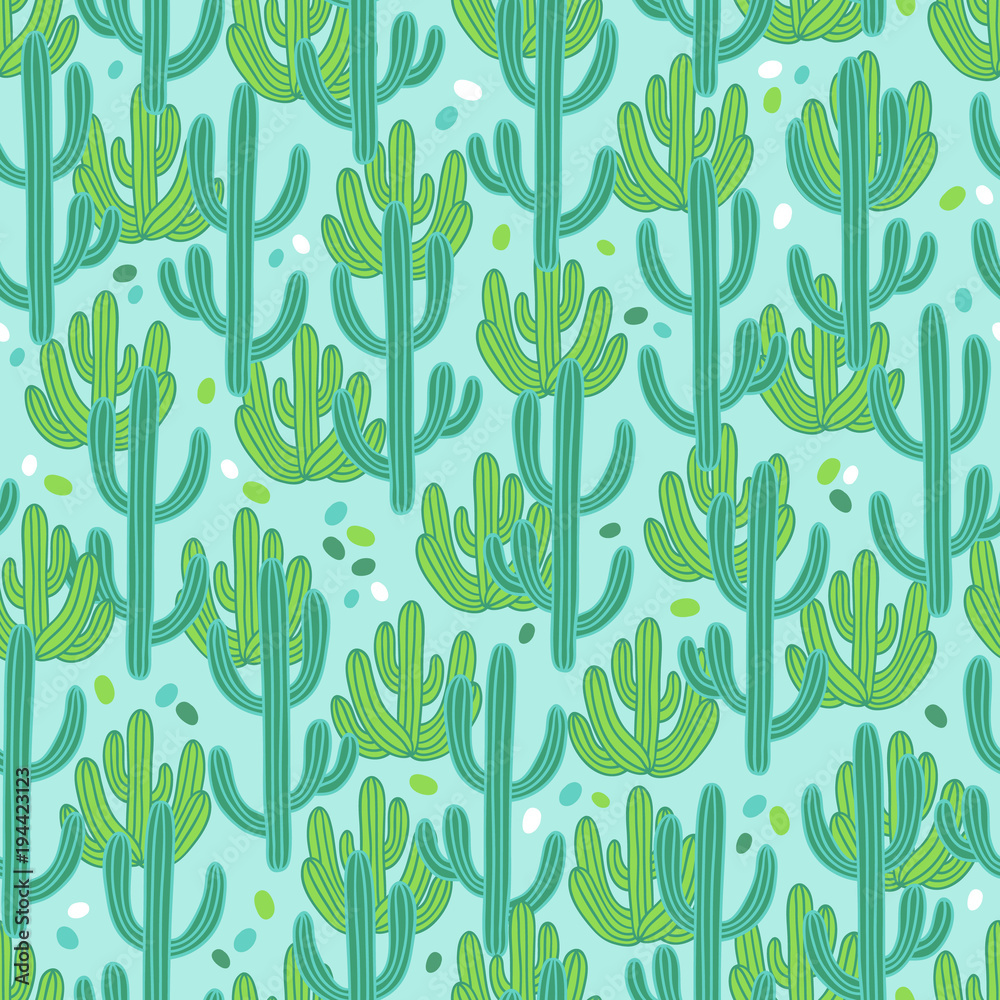 Obraz Vector seamless pattern with succulents and cactuses
