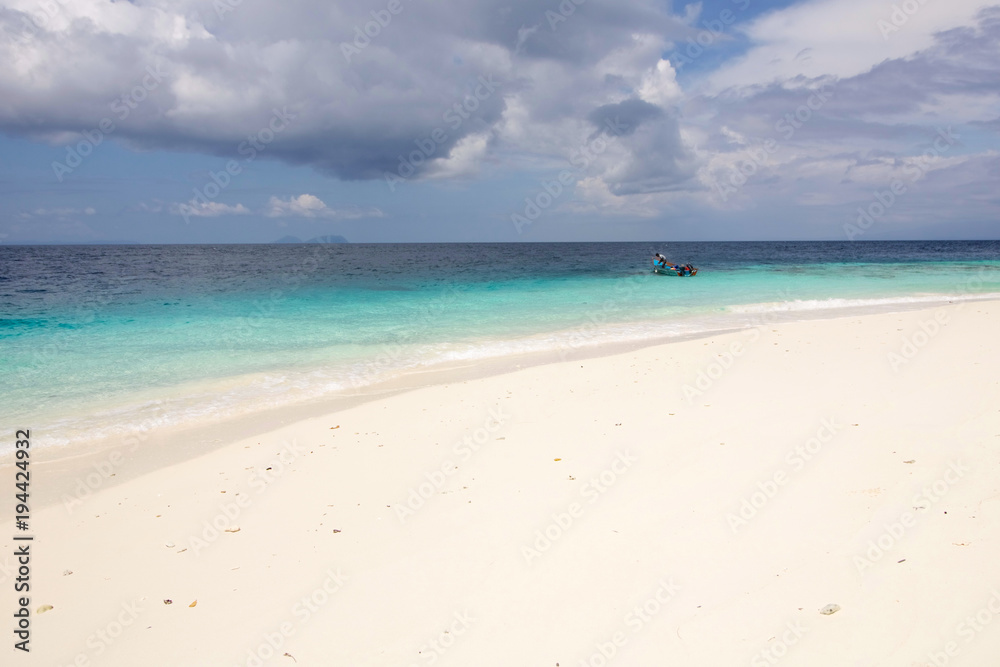 landscape of beautiful sea and reef near an atoll in raja ampat archipelago