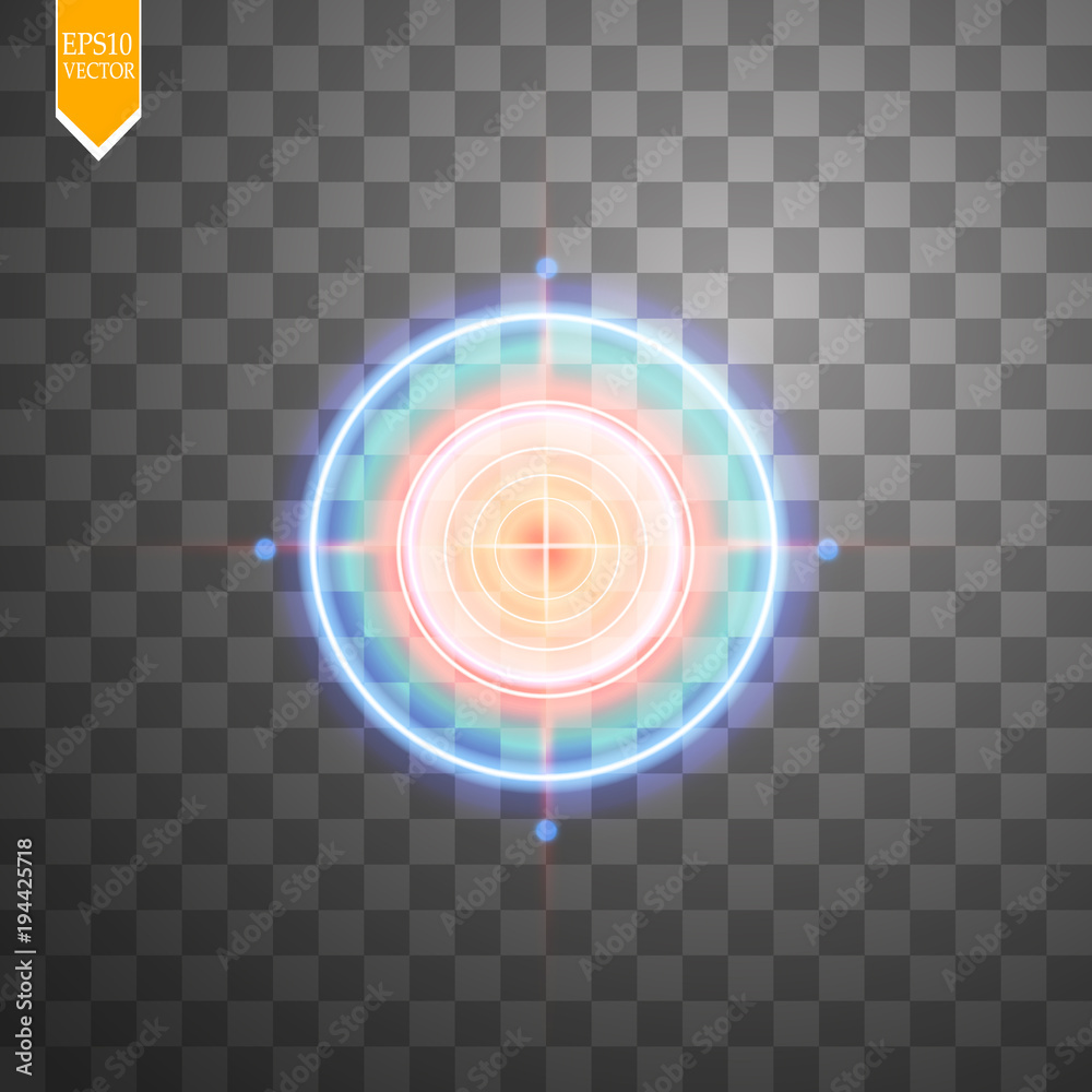 Neon Target isolated. Game Interface Element. Vector illustration Neon Target isolated. Game Interface Element. Vector illustration