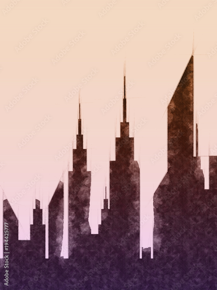 Modern City Buildings And Skyscrapers Sketch Modern City Buildings And Skyscrapers Sketch