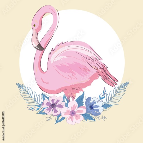 Pink flamingo vector illustration photo