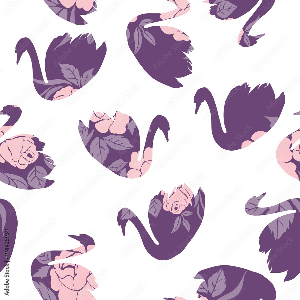 Swan lake seamless pattern - pink Swan lake seamless pattern - pink
