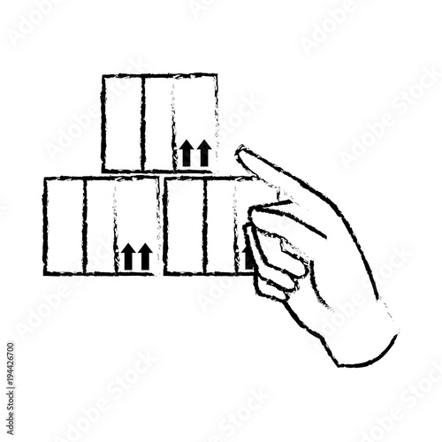 grunge hand pointing out the delivery packages service