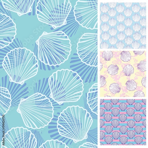 Set of seamless patterns. Vector backgrounds collection.