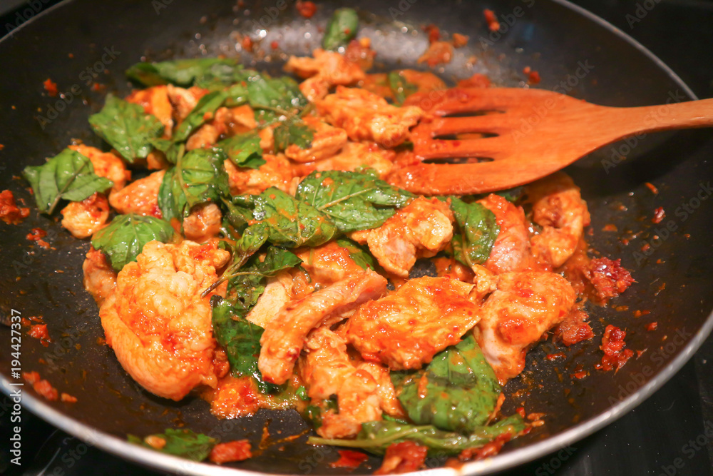 spicy stir fried pork with red curry paste spicy stir fried pork with red curry paste
