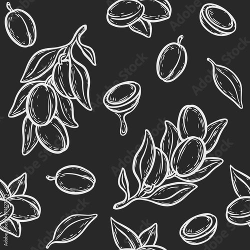 Argan nut oil seamless pattern