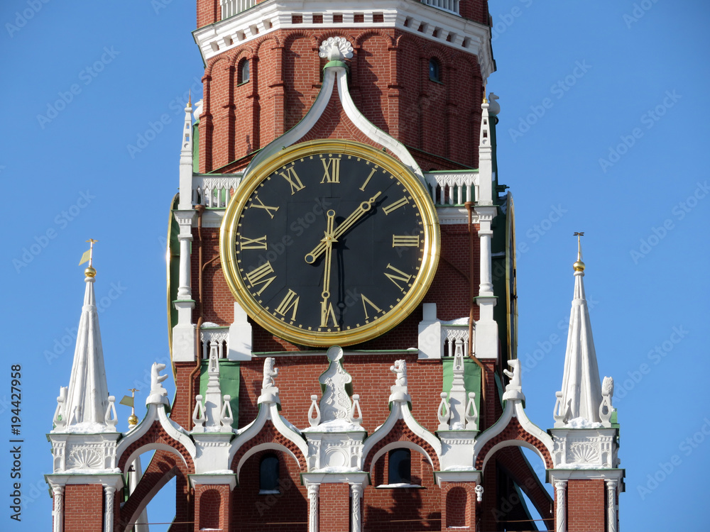 Chimes on the Spassky tower of the Moscow Kremlin. Kremlin clock
