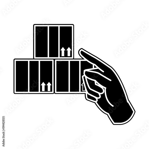 silhouette hand pointing out the delivery packages service
