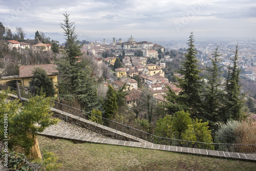 General city view of medieval area, Citta Alta, Bergamo,Lombardy,Italy.