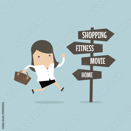 Businesswoman with destination to go after work. vector