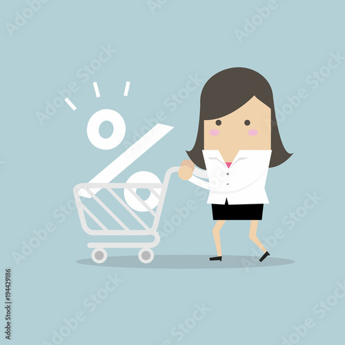 Interest Rate Shopping, Businesswoman shopping for a good interest rate percentage.